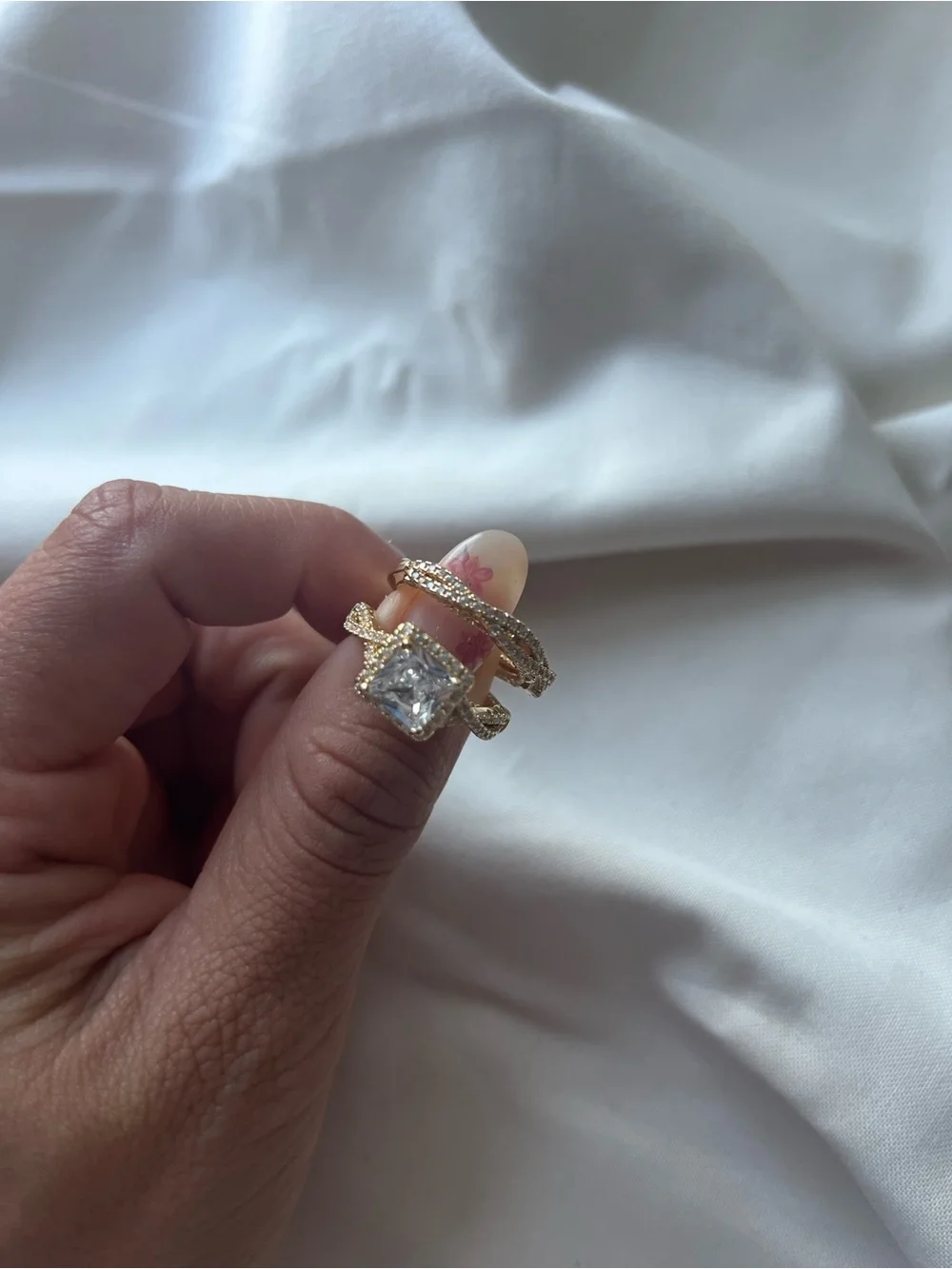 Princess cut diamond ring set